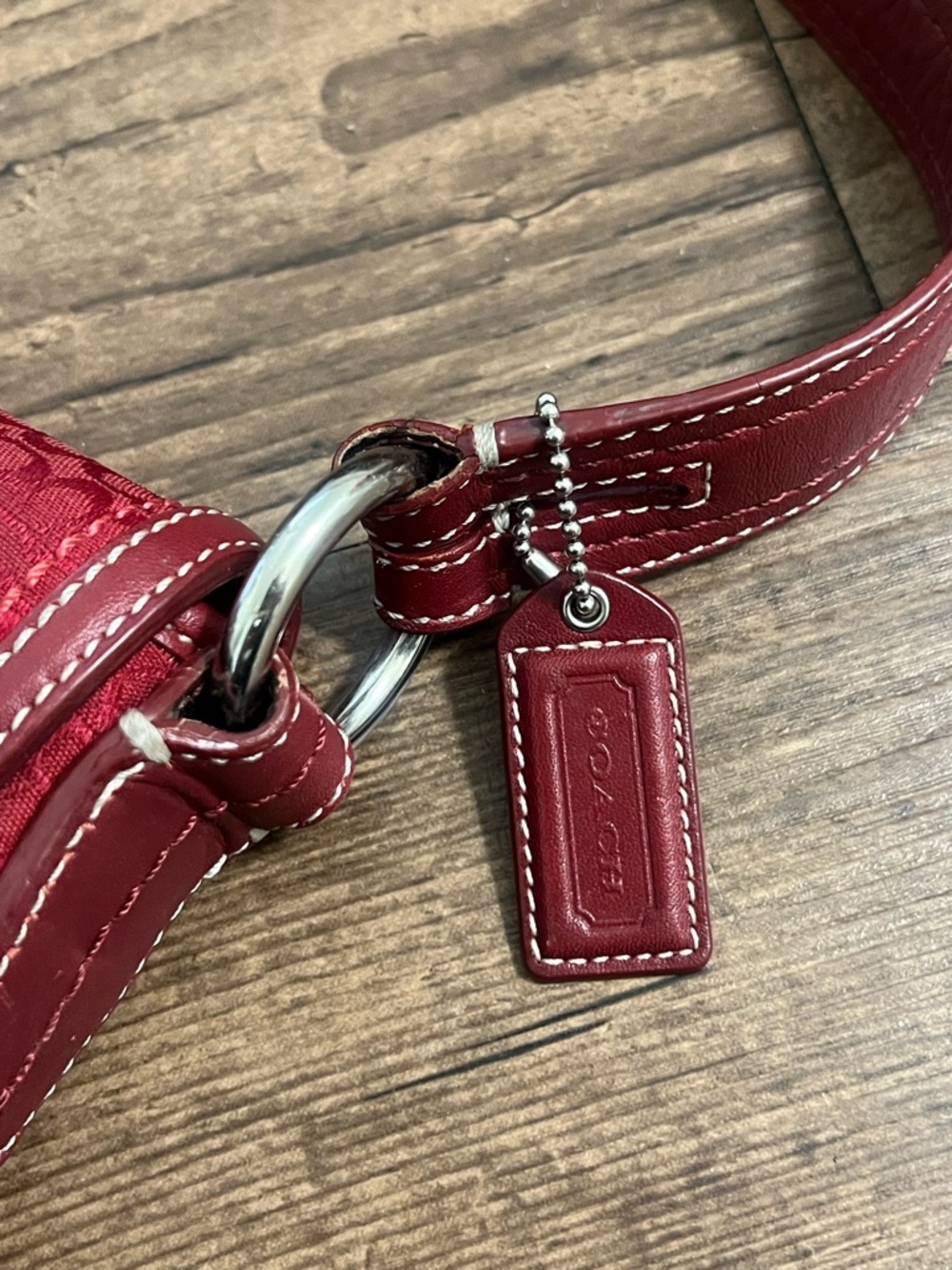 Coach SoHo Red Signature Canvas & Leather Shoulder Bag with Buckle Accent - Picture 4 of 16